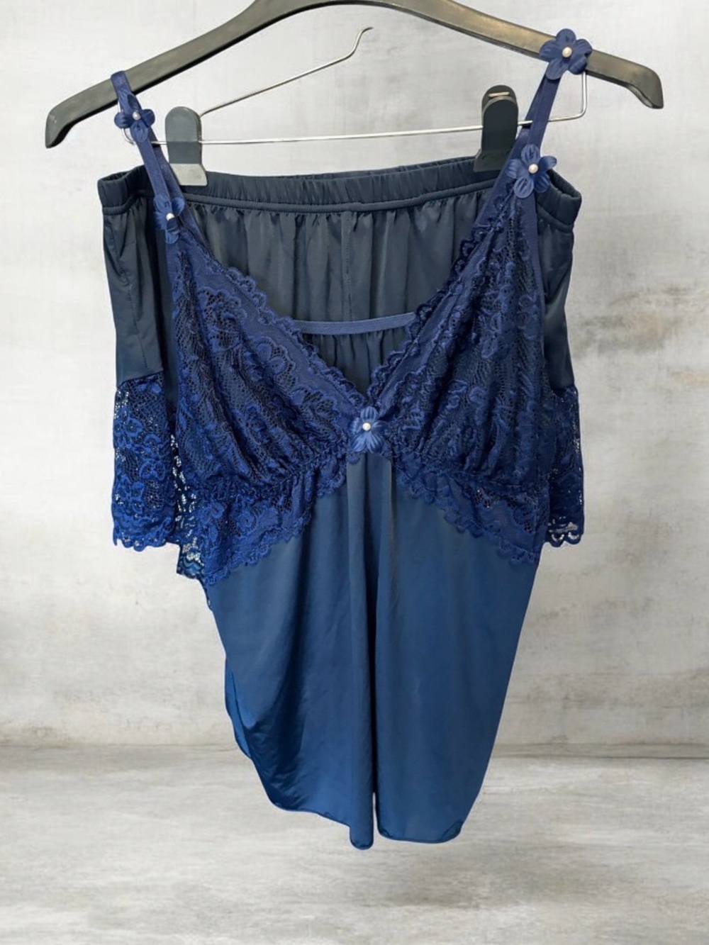 Women's Navy Lace Sleep Baby Doll Set - Intimates - Size 1x